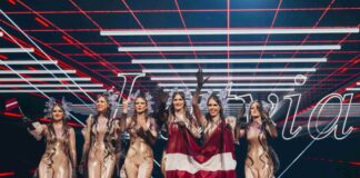“Tautumeitas” Eirovīzijā uzbur 13. vietu. Uzvaras laurus plūc Austrija Grupa "Tautumeitas" Eirovīzijas dziesmu konkursa finālā. Foto: Sarah Louise Bennett/ EBU