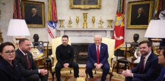 ASV prezidenta Donalda Trampa un Ukrainas prezidenta Volodimira Zelenska preses konference Baltā nama Ovālajā kabinetā. Foto: Ukrainas prezidenta kanceleja