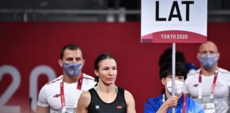 Anastasija Grigorjeva 2021. gada olimpiādē Tokio. Foto: sportacentrs.lv
