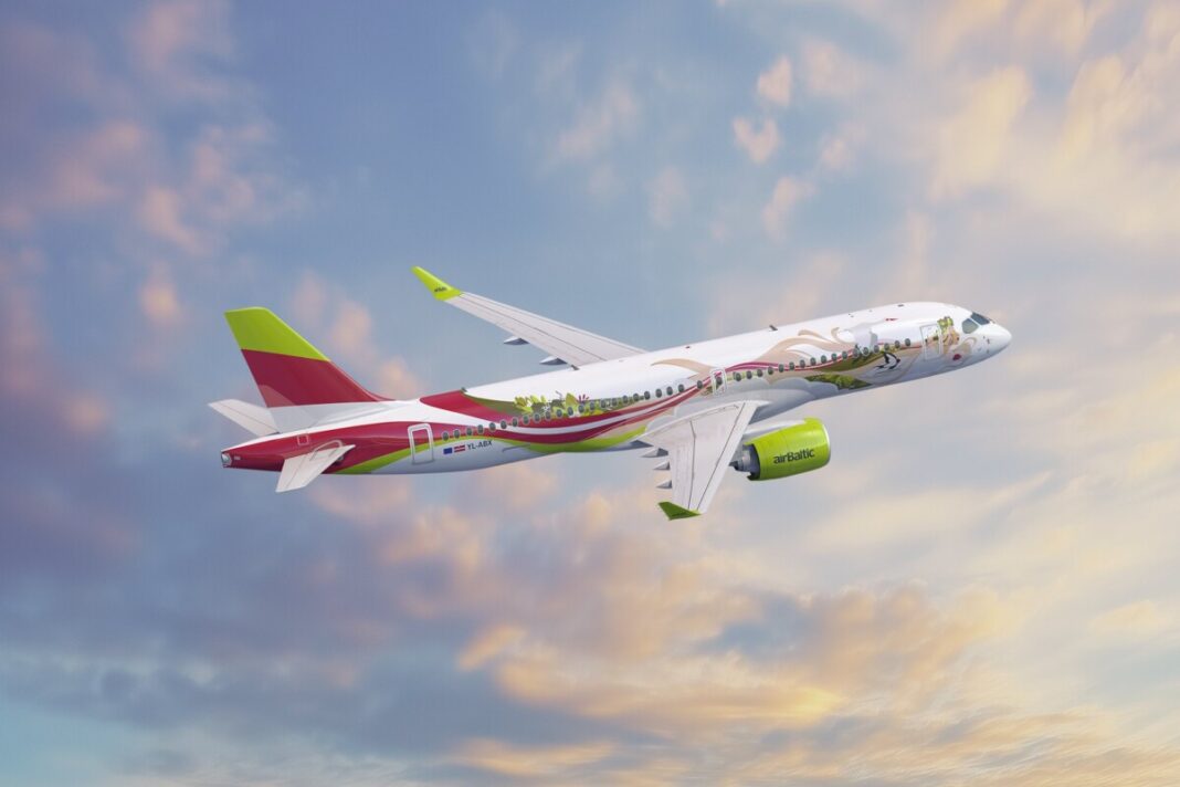 Gg2GQubWAAAp9Go "Airbaltic" lidmašīna Airbus A220-300. Foto: airBaltic