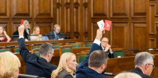 "Jaunās vienotības" un "Apvienotā saraksta" frakcija Saeimā. Foto: Ieva Ābele