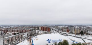 Piepūšamā futbola halle Daugavpilī. 2025. gada 26. novembris. Foto: Andrejs Jemeļjanovs