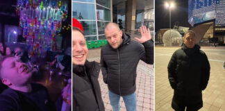 Chayka.lv kolāža - Daugavpils blogeris Serjoga Krepostnojs viesojas 2025. gada decembrī Minskā, tostarp tiekas ar prokremlisko aktīvistu Romanu Samuļu