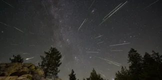 Perseīdu meteoru plūsma (2023. gads). Šogad to vislabāk varēs vērot naktī uz 13. augustu — tieši šajā laikā gaidāms tās aktivitātes maksimums. Foto: Preston Dyches / science.nasa.gov