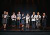 Daugavpilī pasniegtas “Gada balvas izglītībā”: godināti pedagogi, jaunie skolotāji un izglītības atbalstītāji Daugavpilī pasniegtas “Gada balvas izglītībā”: apbalvoti pedagogi, jaunie skolotāji un tie, kuri atbalsta izglītības nozari. Fotogrāfijā – nominācijas “Mūža aicinājums” laureāti. Foto: Irina Maskalenko